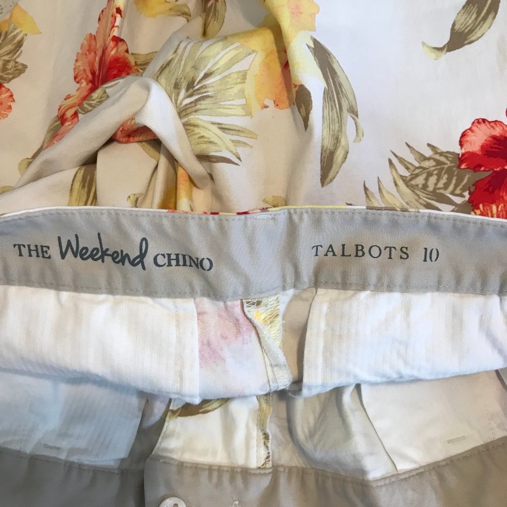 Talbots 10 / Large The Weekend Chino Ankle Pants Floral Mid Rise Straight - Picture 8 of 10
